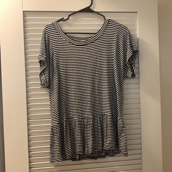 Black and white striped cotton peplum size L - Picture 3 of 3